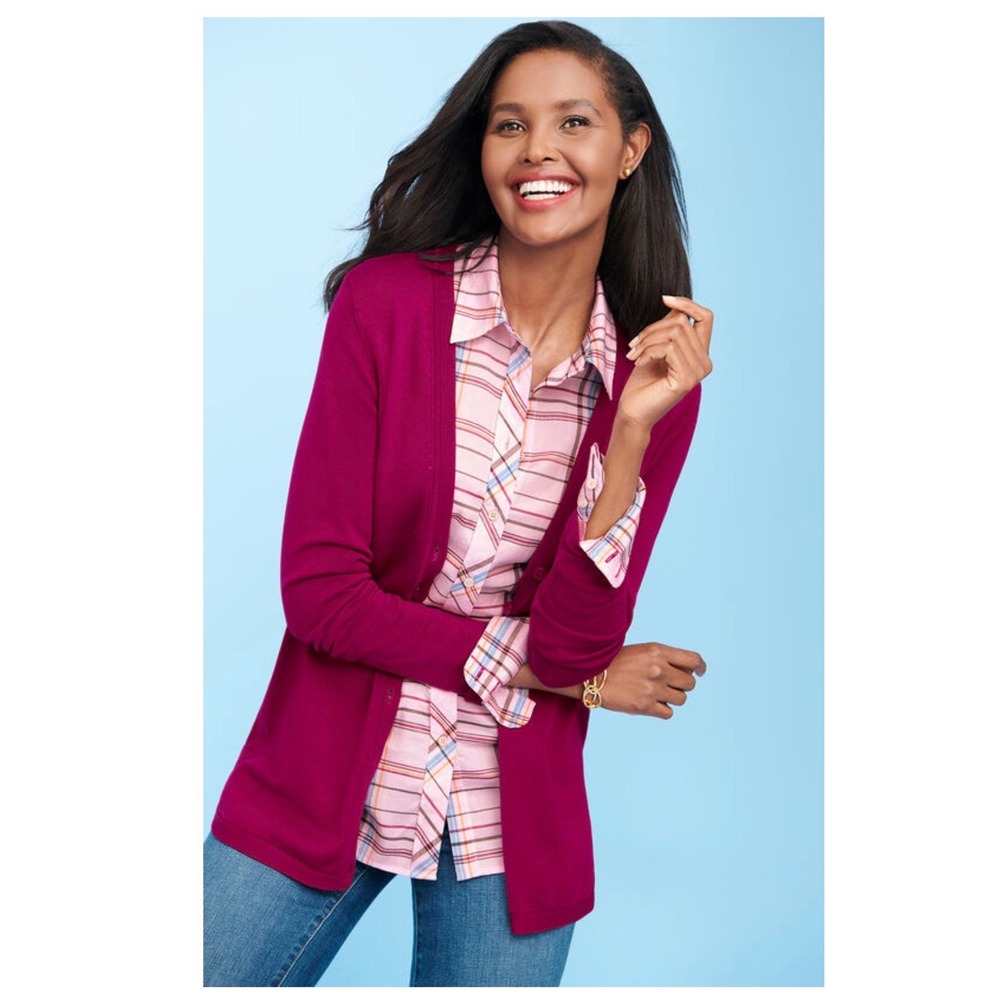 TALBOTS Classic Cotton‎ Button Down Shirt Medium Pink Plaid NEW Preppy Casual